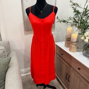 41 Hawthorn Red Button-Front Midi Dress